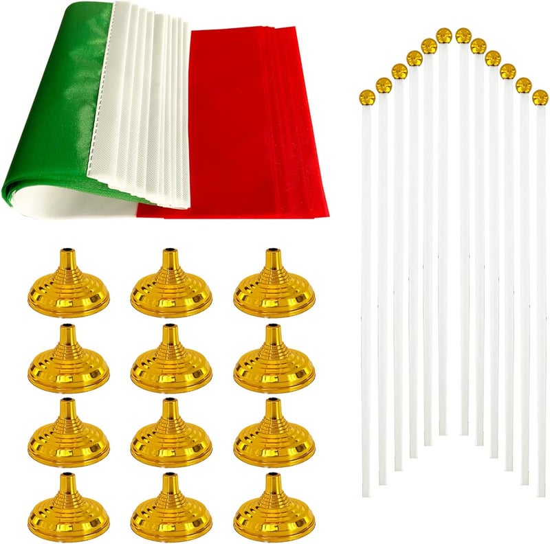 WXTWK 12 Pack Italy Flag Italian Desk Flag Small Mini Italian Table Flags With Stand Base,Home Office Festival Events Celebration Decorations - Image 3